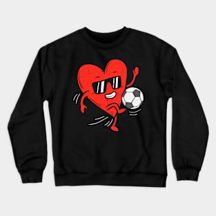 Heart Playing Soccer Valentines Day Football Girls Boys Crewneck Sweatshirt